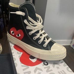 Black high top Converse Play Comme des garçons